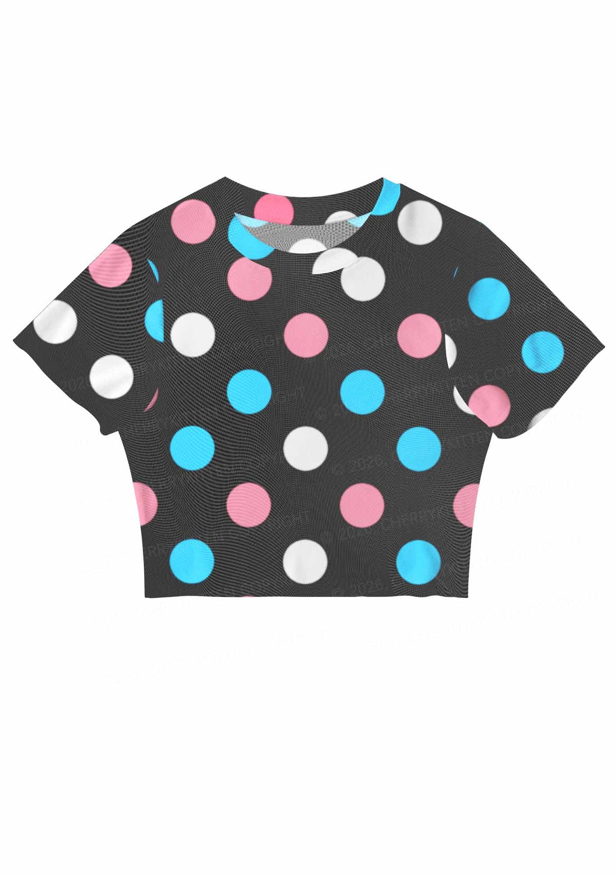 Trans Dots On Black Pride Y2K Mesh Crop Top Cherrykitten