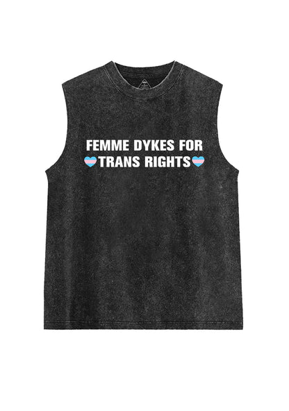 Femme Dykes For Trans Rights Pride Y2K Washed Muscle Tank Cherrykitten