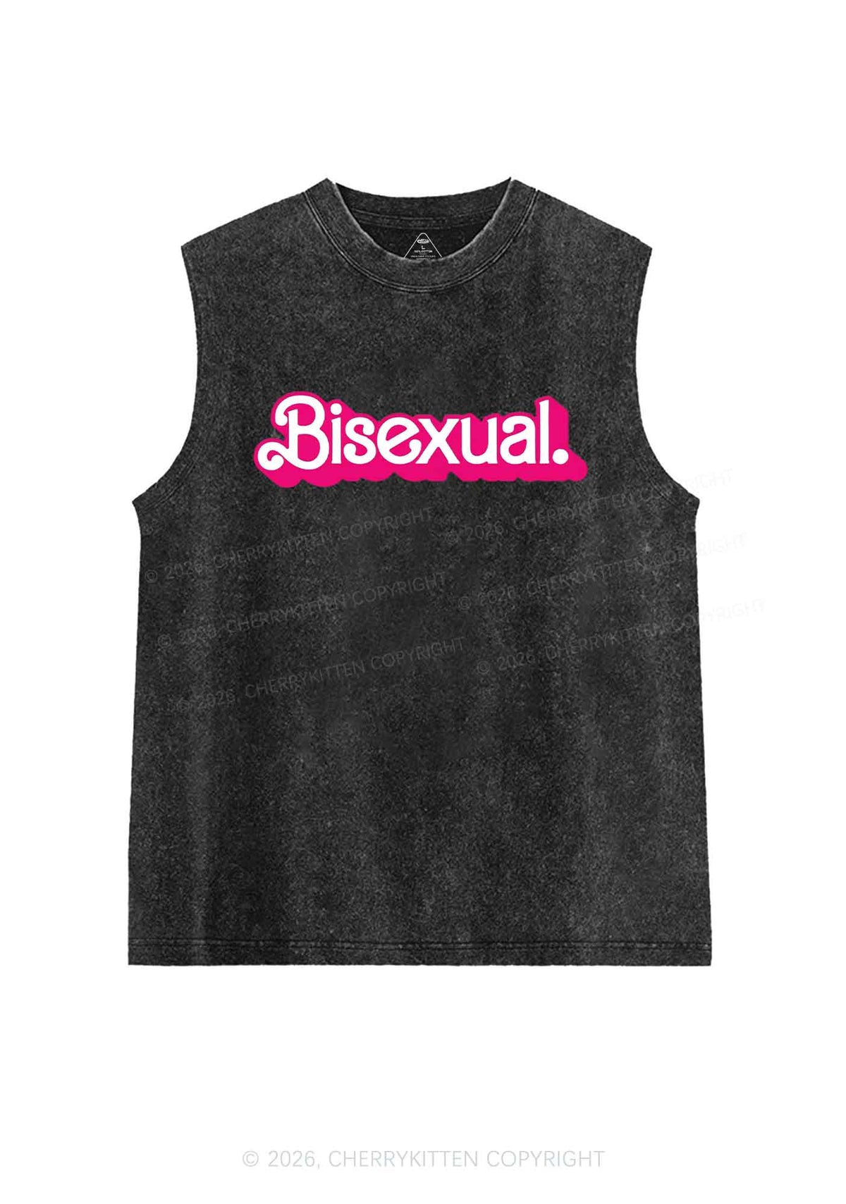 Pink Bisexual Pride Y2K Washed Muscle Tank Cherrykitten