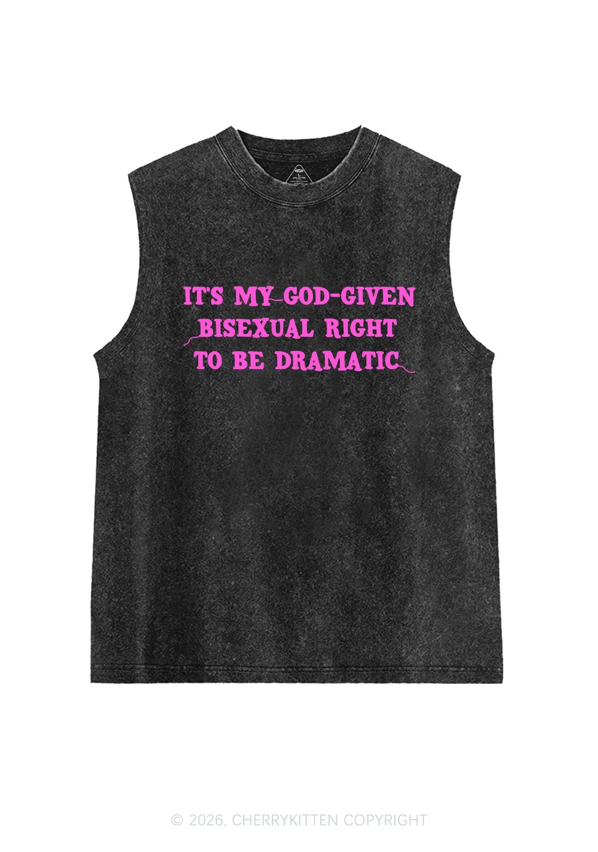 God Given Bisexual Right Pride Y2K Washed Muscle Tank Cherrykitten