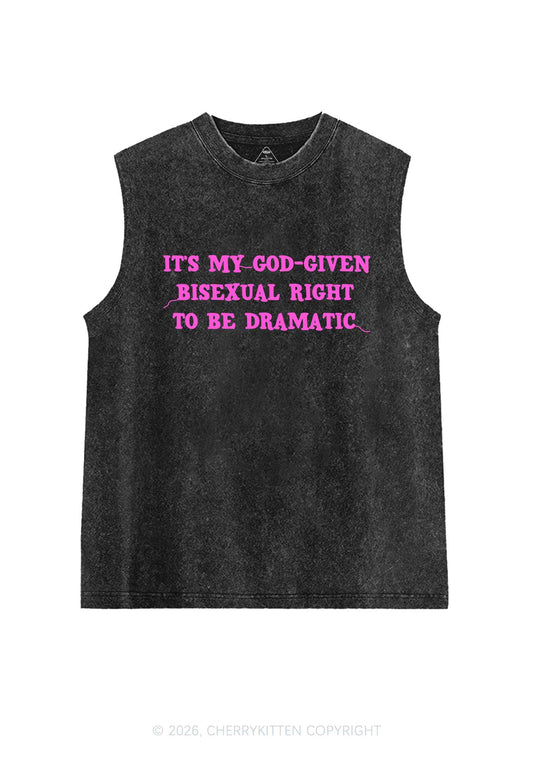 God Given Bisexual Right Pride Y2K Washed Muscle Tank Cherrykitten
