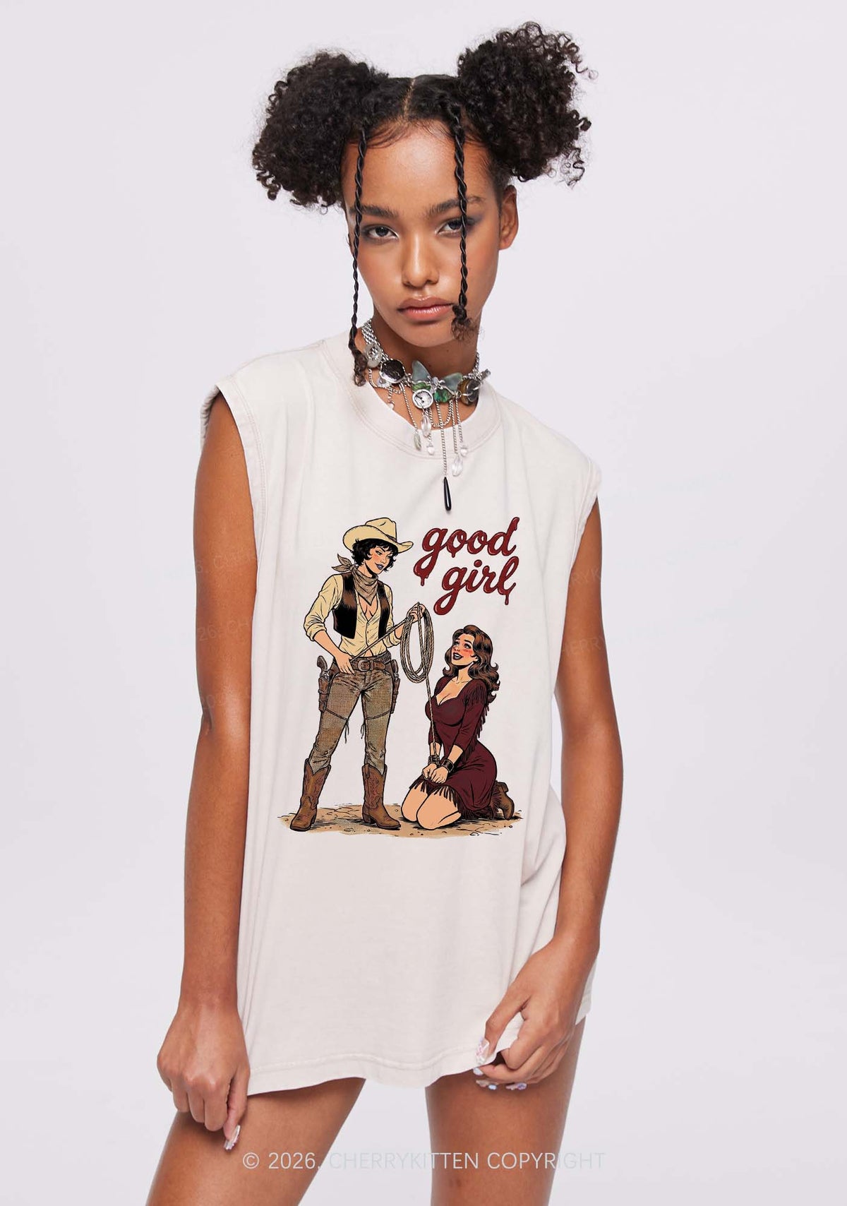 Good Girl Western Cowgirls Pride Y2K Washed Muscle Tank Cherrykitten