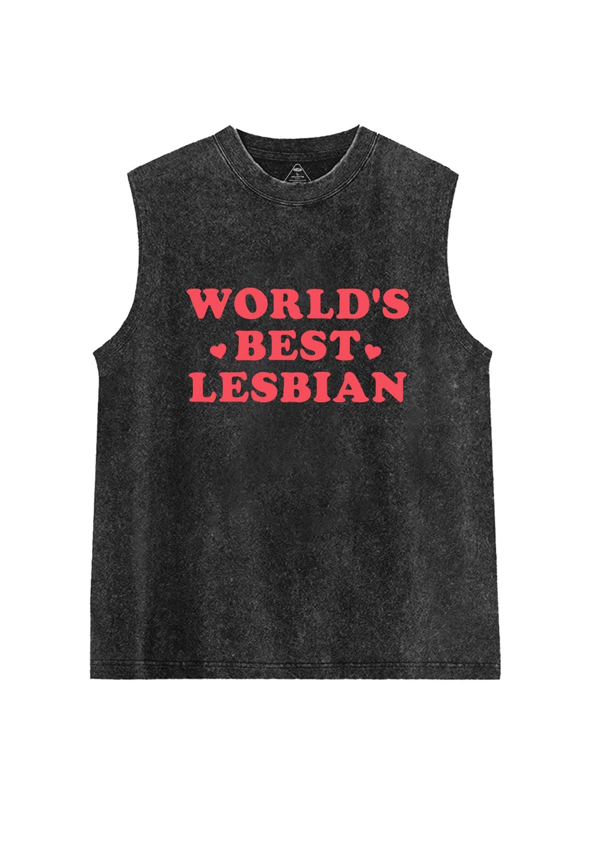 Worlds Best Lesbian Pride Y2K Washed Muscle Tank Cherrykitten