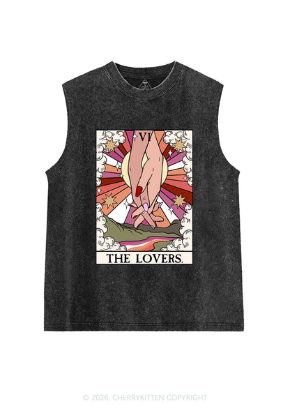 The Lesbian Lovers Pride Y2K Washed Muscle Tank Cherrykitten