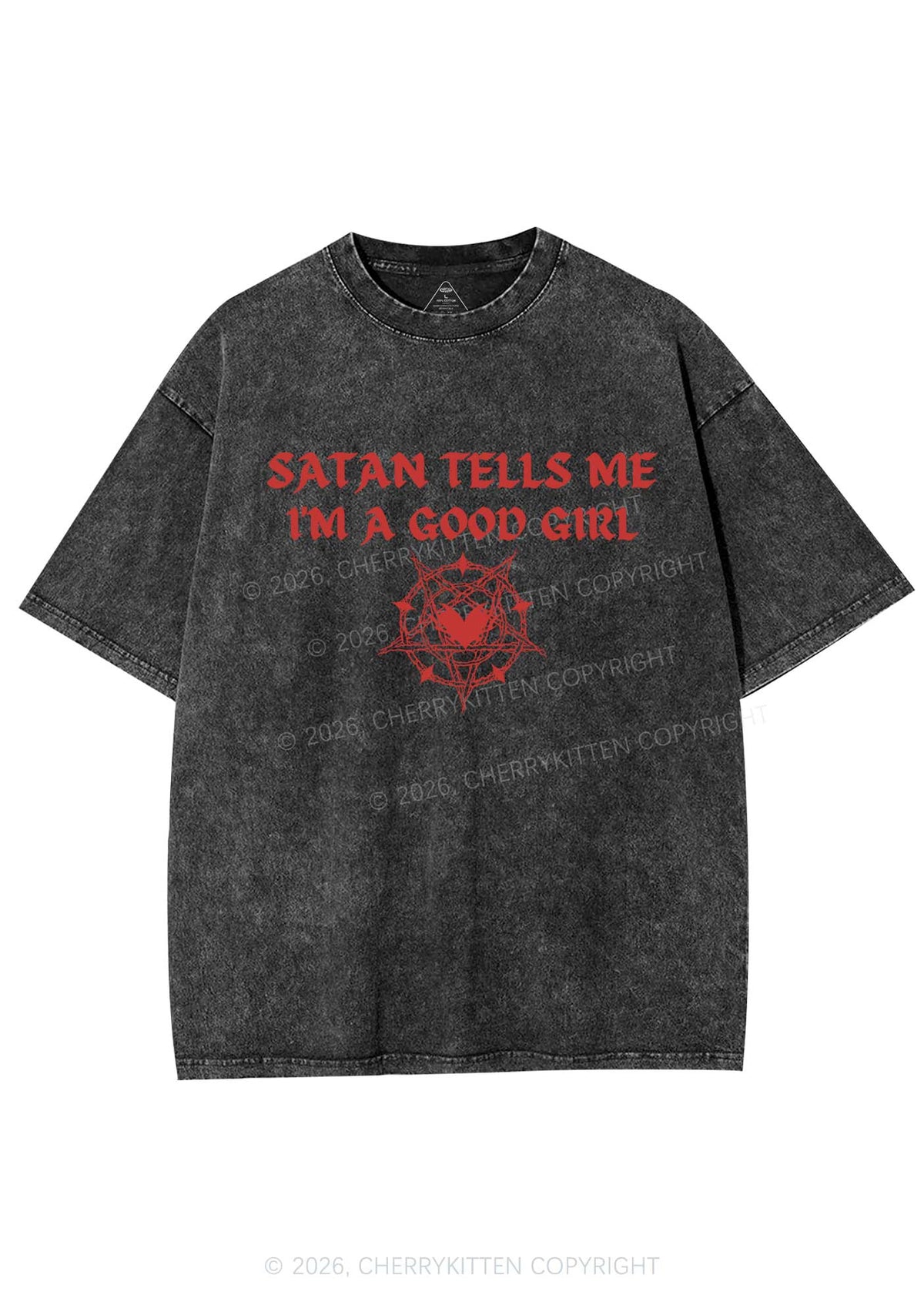 Halloween Im A Good Girl Y2K Shirts Washed Tee Cherrykitten