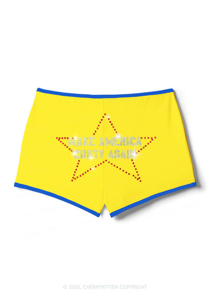 Rhinestone Make America Cxxty Again Y2K Booty Shorts Cherrykitten