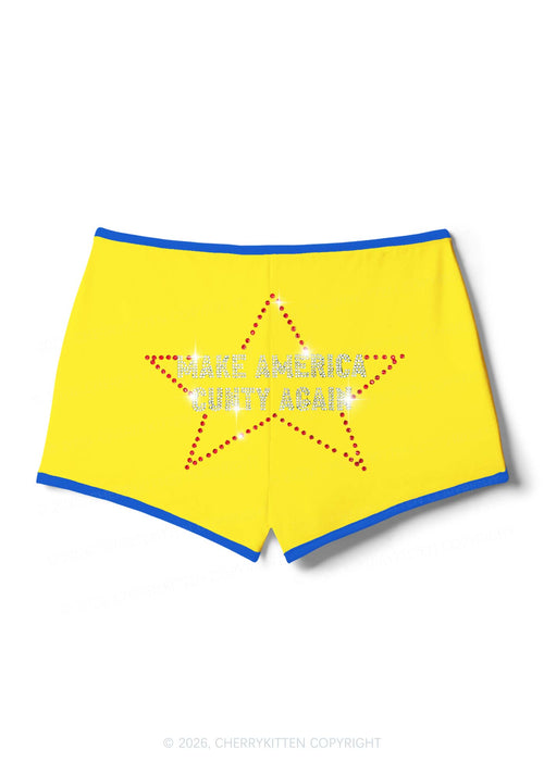 Rhinestone Make America Cxxty Again Y2K Booty Shorts Cherrykitten