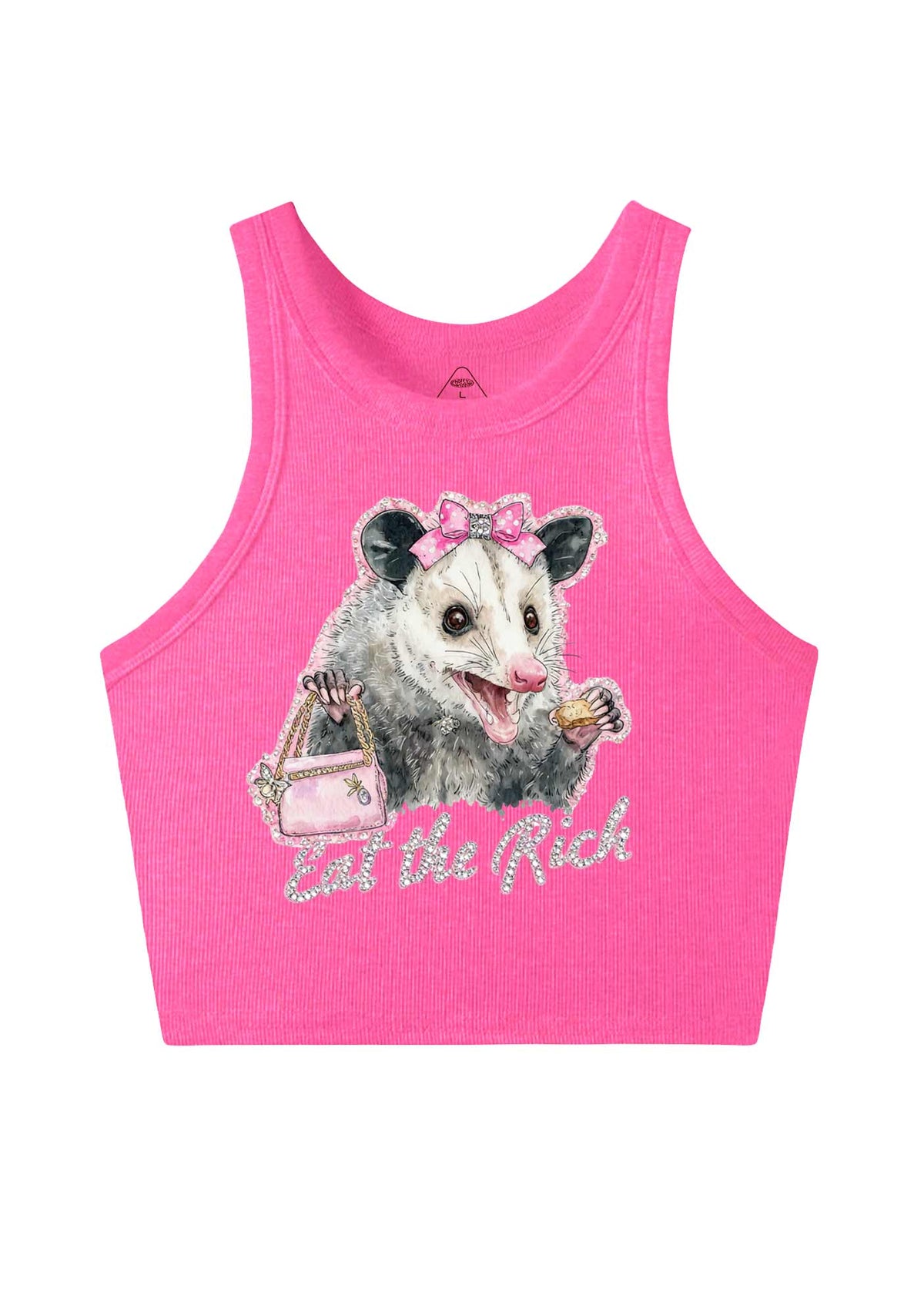 Eat The Rich Possum Y2K Crop Tank Top Cherrykitten