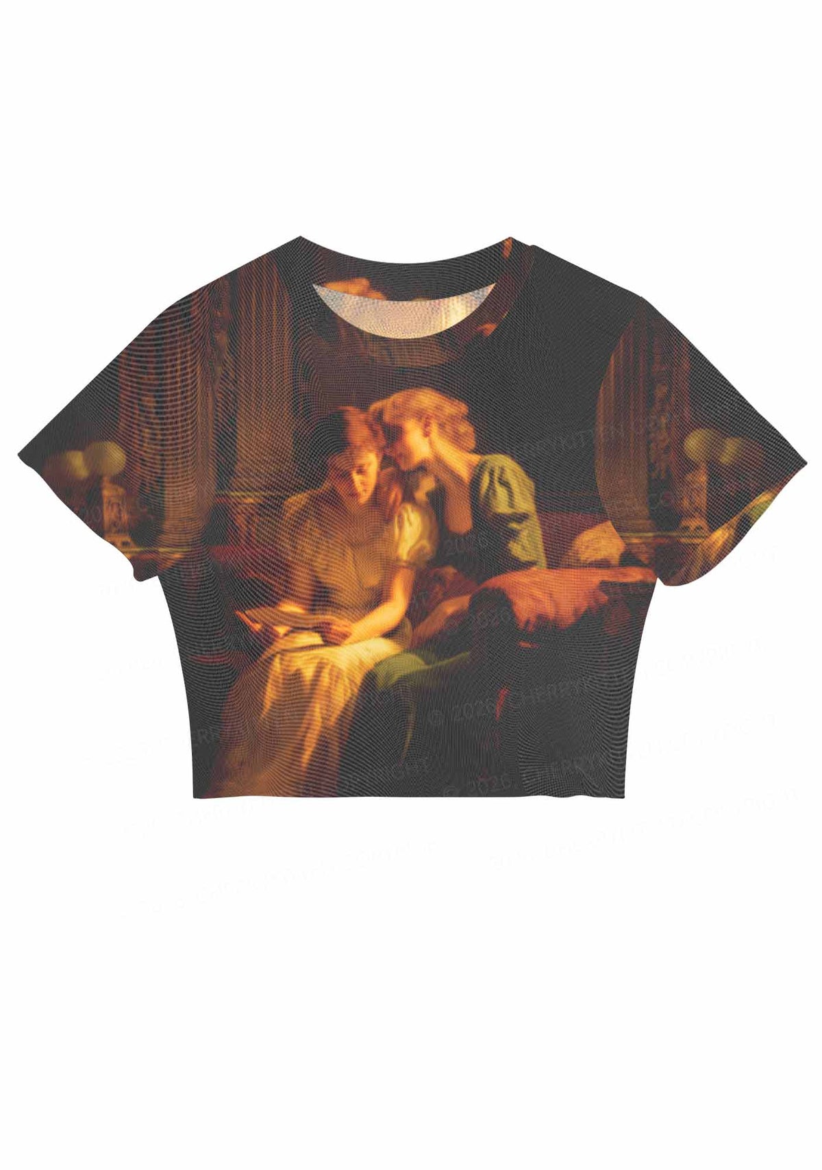 Two Women Reading Letter Pride Y2K Mesh Crop Top Cherrykitten