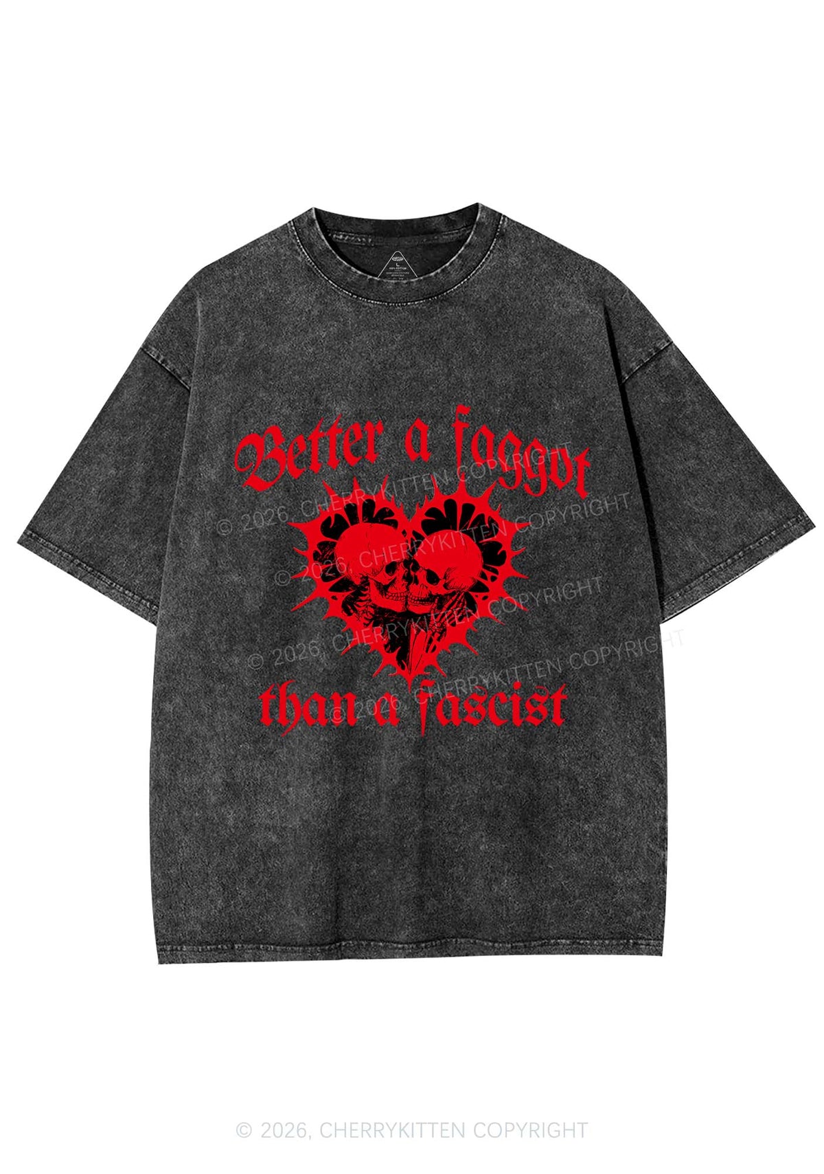 Better Faggot Than Fascist Pride Y2K Shirts Washed Tee Cherrykitten