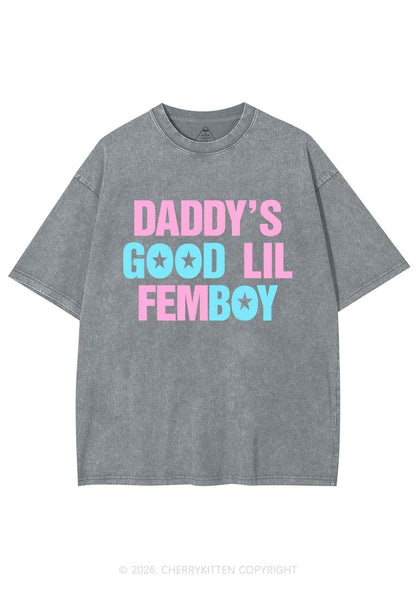 Daddys Good Lil Femboy Pride Y2K Shirts Washed Tee Cherrykitten