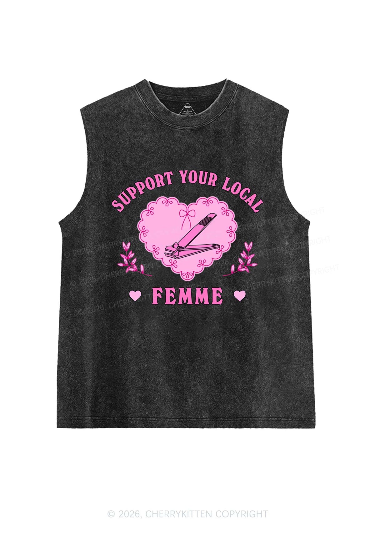 Support Your Local Femme Pride Y2K Washed Muscle Tank Cherrykitten
