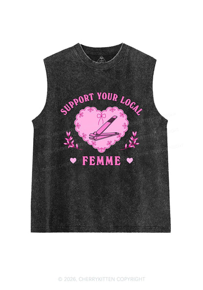 Support Your Local Femme Pride Y2K Washed Muscle Tank Cherrykitten
