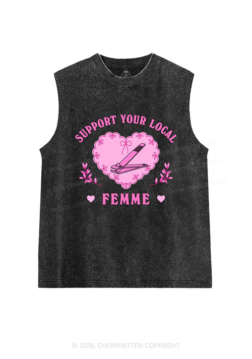 Support Your Local Femme Pride Y2K Washed Muscle Tank Cherrykitten