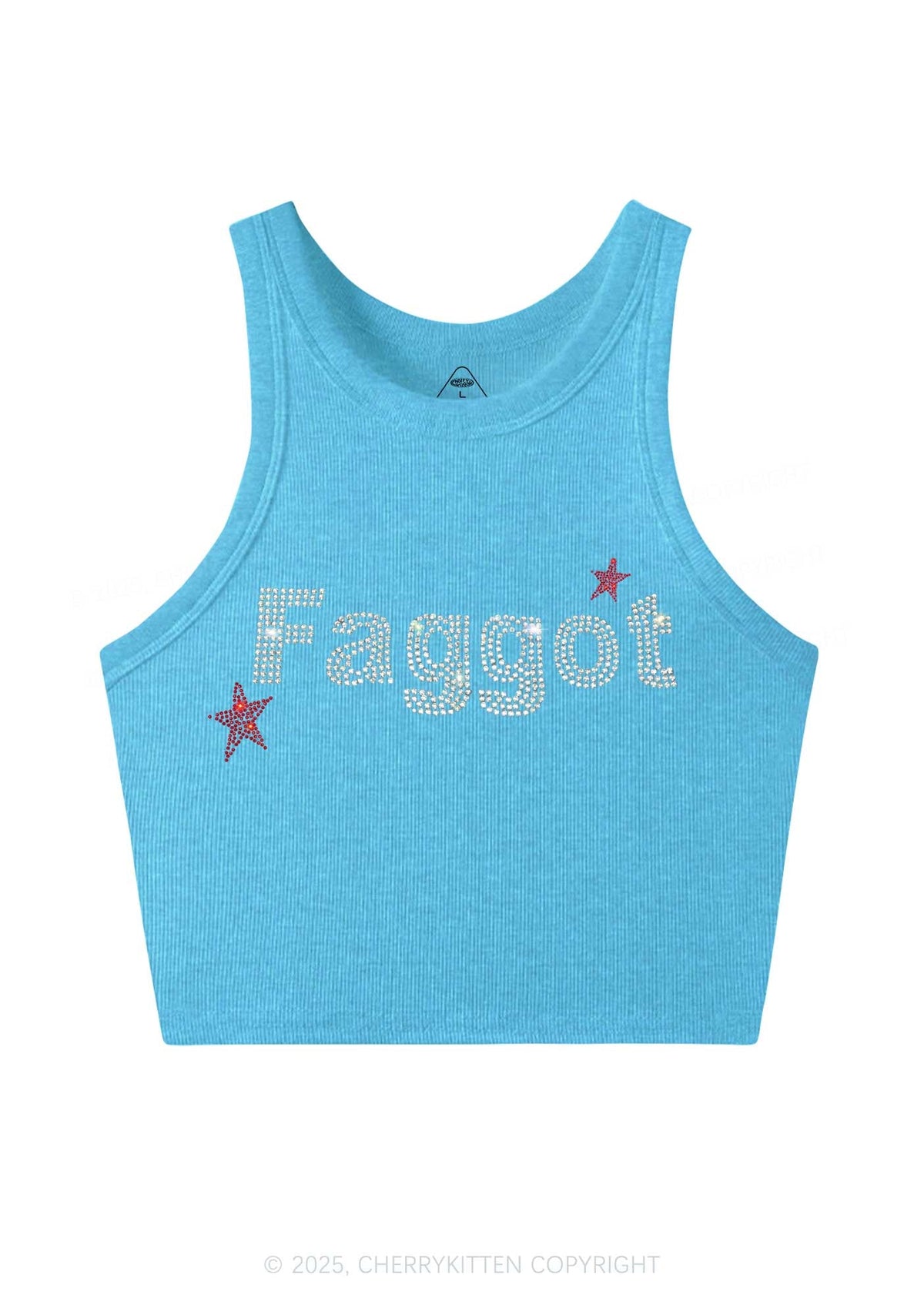 Rhinestone Faggot Pride Y2K Crop Tank Top Cherrykitten