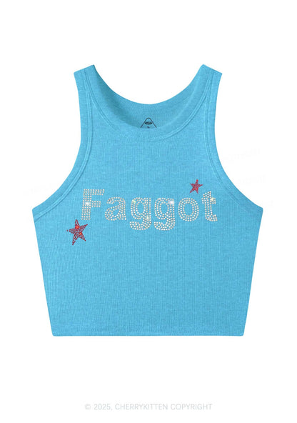 Rhinestone Faggot Pride Y2K Crop Tank Top Cherrykitten