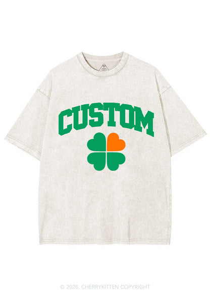 Custom Irish Luck Shamrock St Patricks Y2K Shirts Washed Tee Cherrykitten