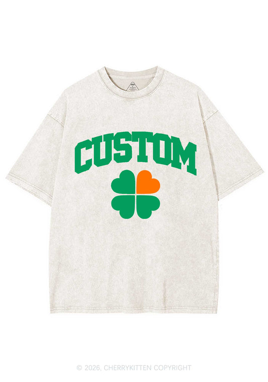 Custom Irish Luck Shamrock St Patricks Y2K Shirts Washed Tee Cherrykitten