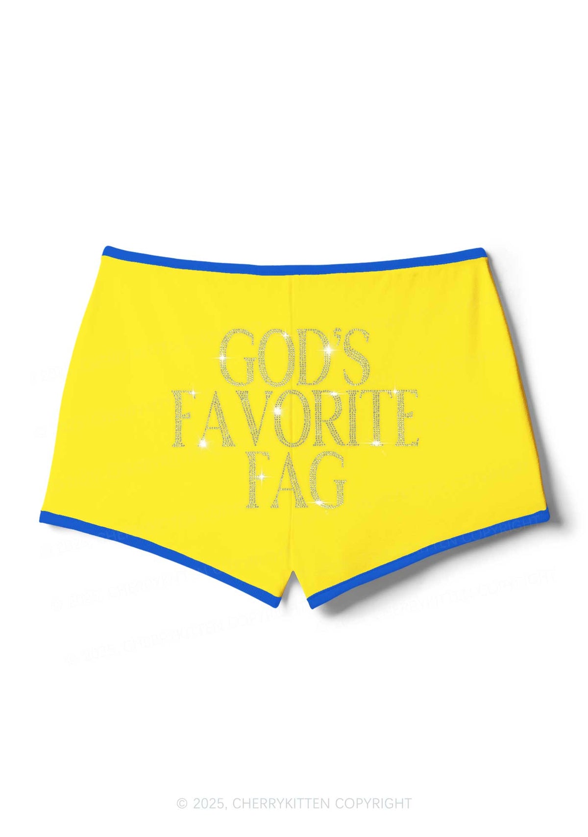 Rhinestone Gods Favorite Fag Pride Y2K Booty Shorts Cherrykitten