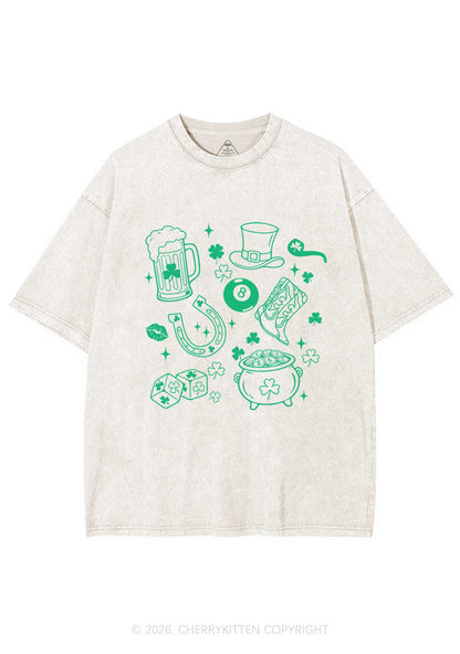 Luck Symbols St Patricks Y2K Shirts Washed Tee Cherrykitten