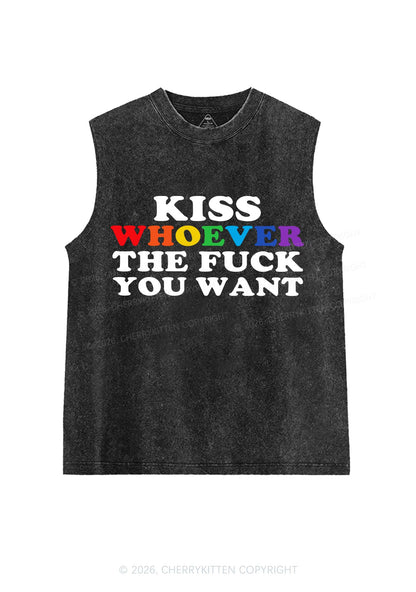 Kiss Whoever You Want Pride Y2K Washed Muscle Tank Cherrykitten