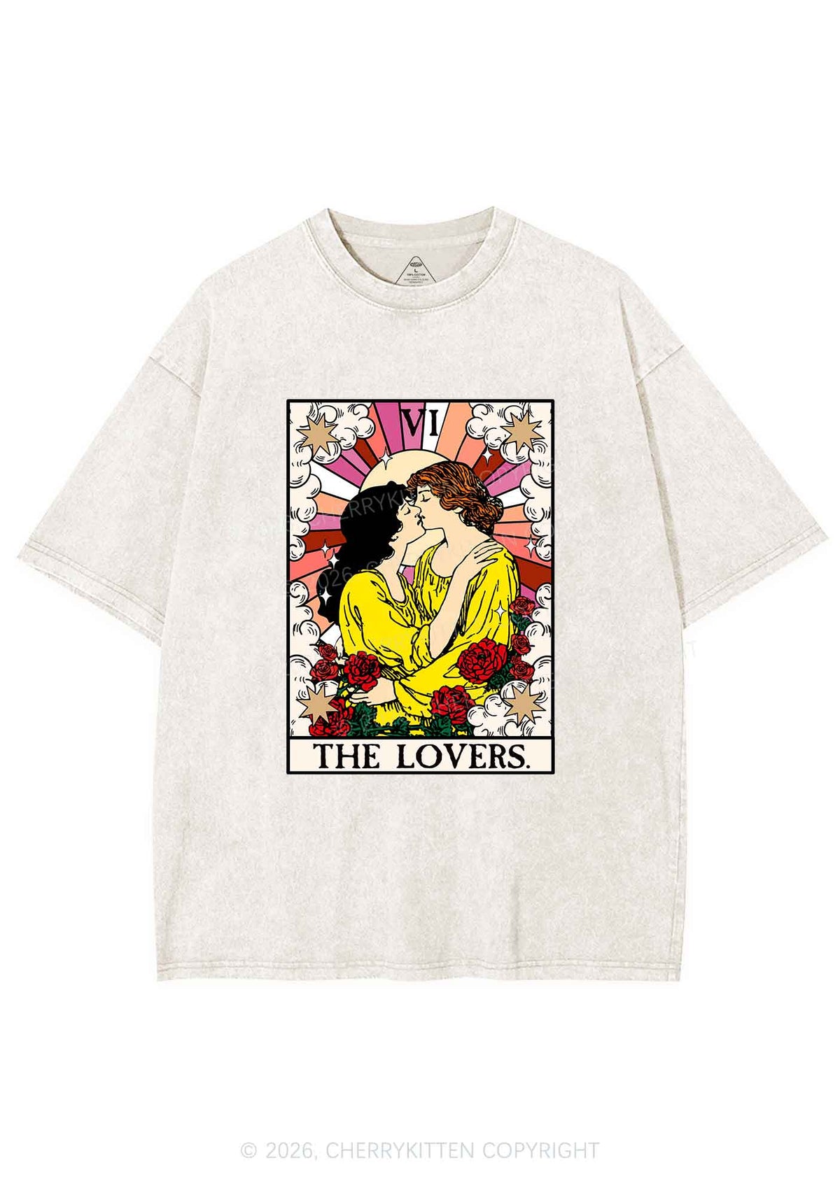 Kissing Lesbians Pride Y2K Shirts Washed Tee Cherrykitten