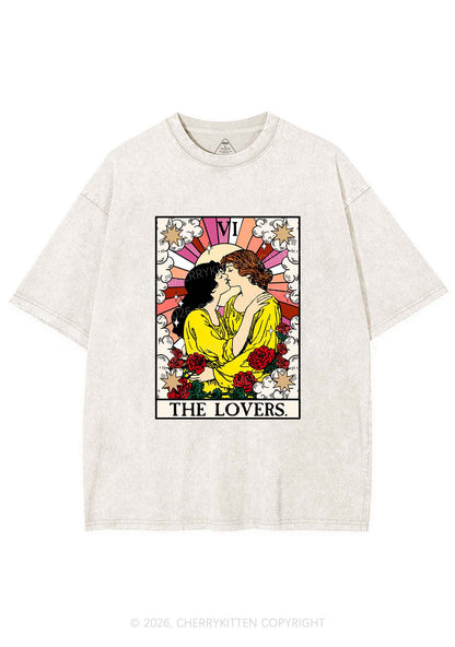 Kissing Lesbians Pride Y2K Shirts Washed Tee Cherrykitten
