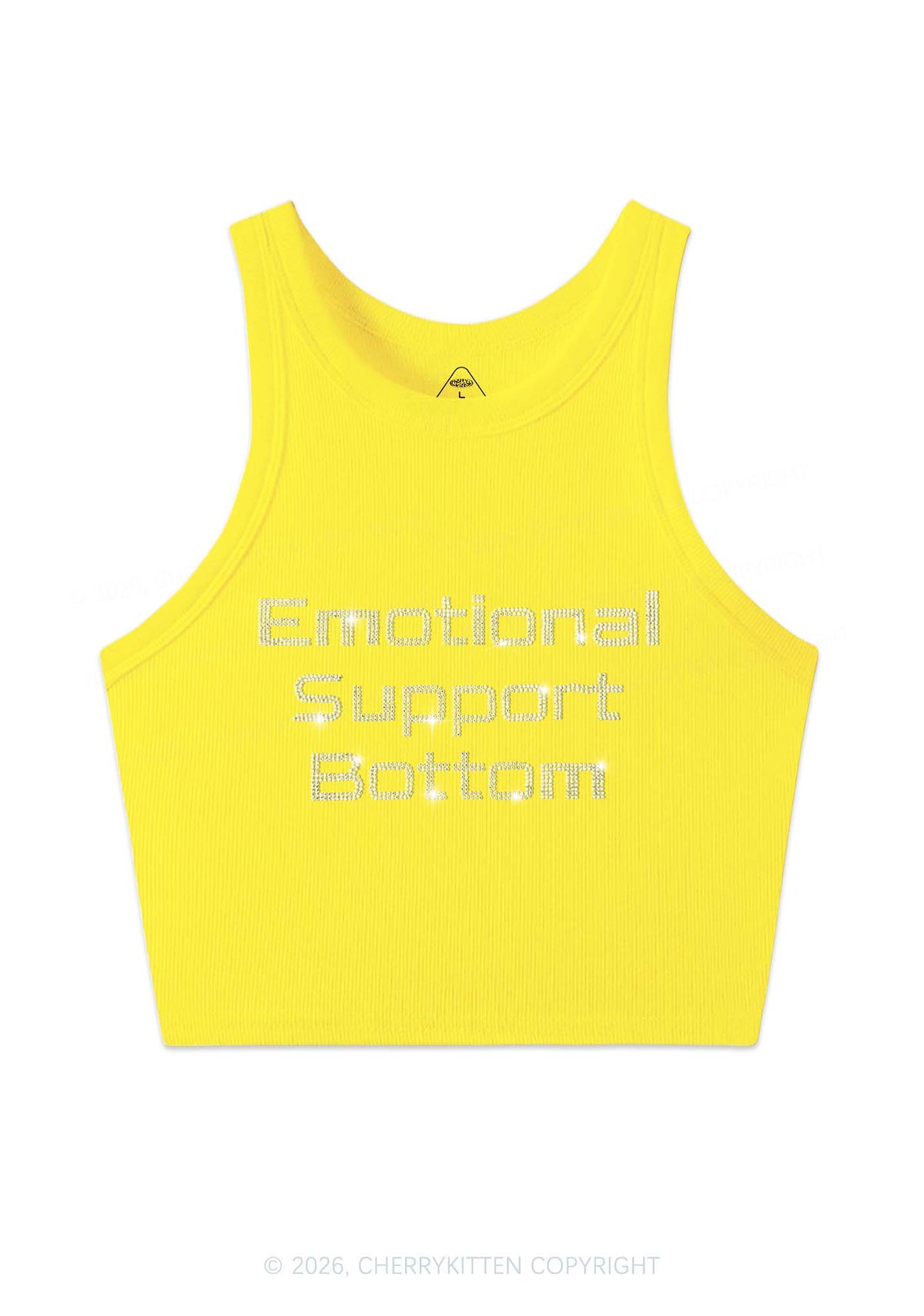 Rhinestone Emotional Support Bottom Pride Y2K Crop Tank Top Cherrykitten