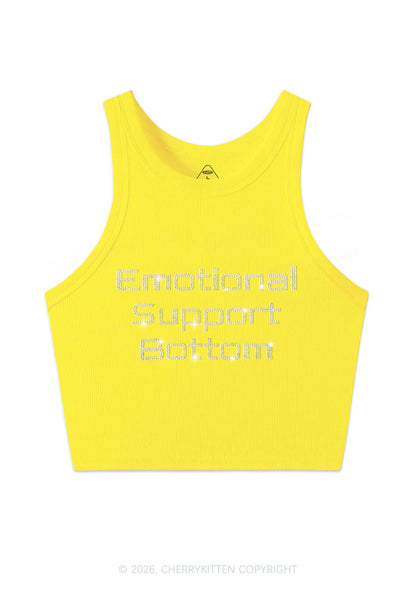 Rhinestone Emotional Support Bottom Pride Y2K Crop Tank Top Cherrykitten