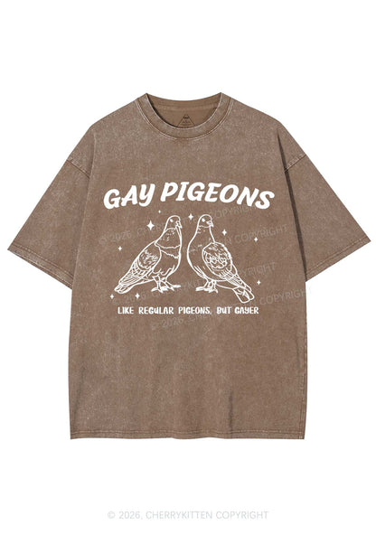 Gay Pigeons Pride Y2K Shirts Washed Tee Cherrykitten