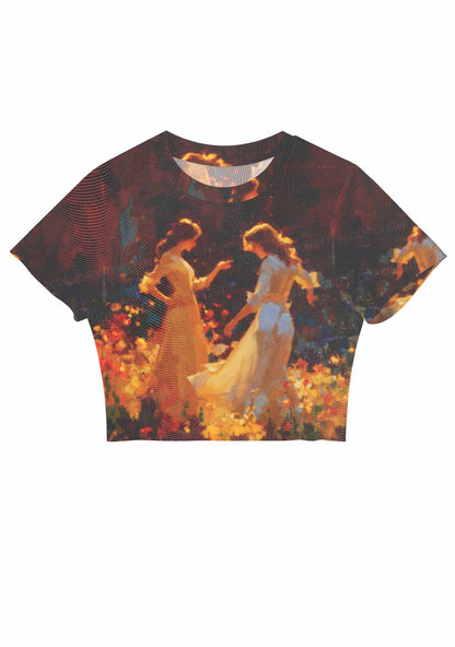 Dancing In Garden Pride Y2K Mesh Crop Top Cherrykitten