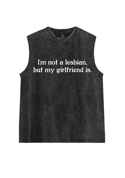 My Girlfriend Is Lesbian Pride Y2K Washed Muscle Tank Cherrykitten