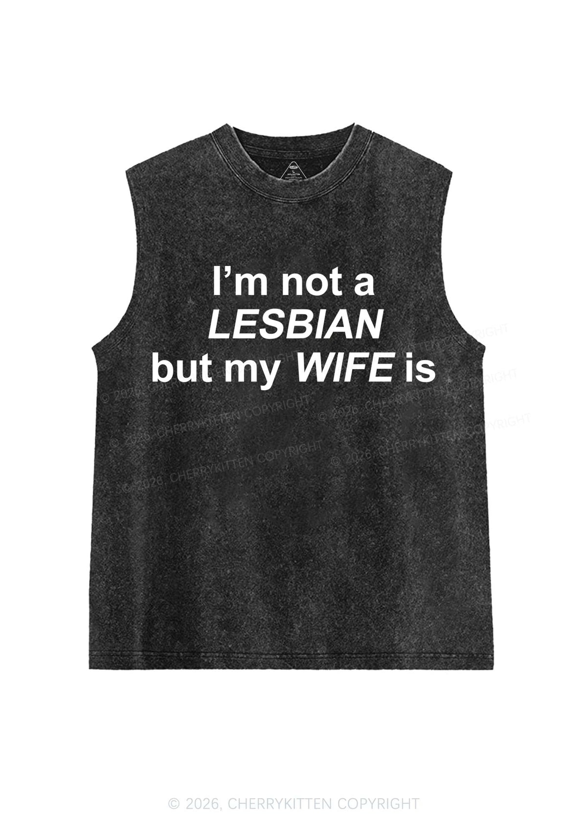 My Wife Is Lesbian Pride Y2K Washed Muscle Tank Cherrykitten