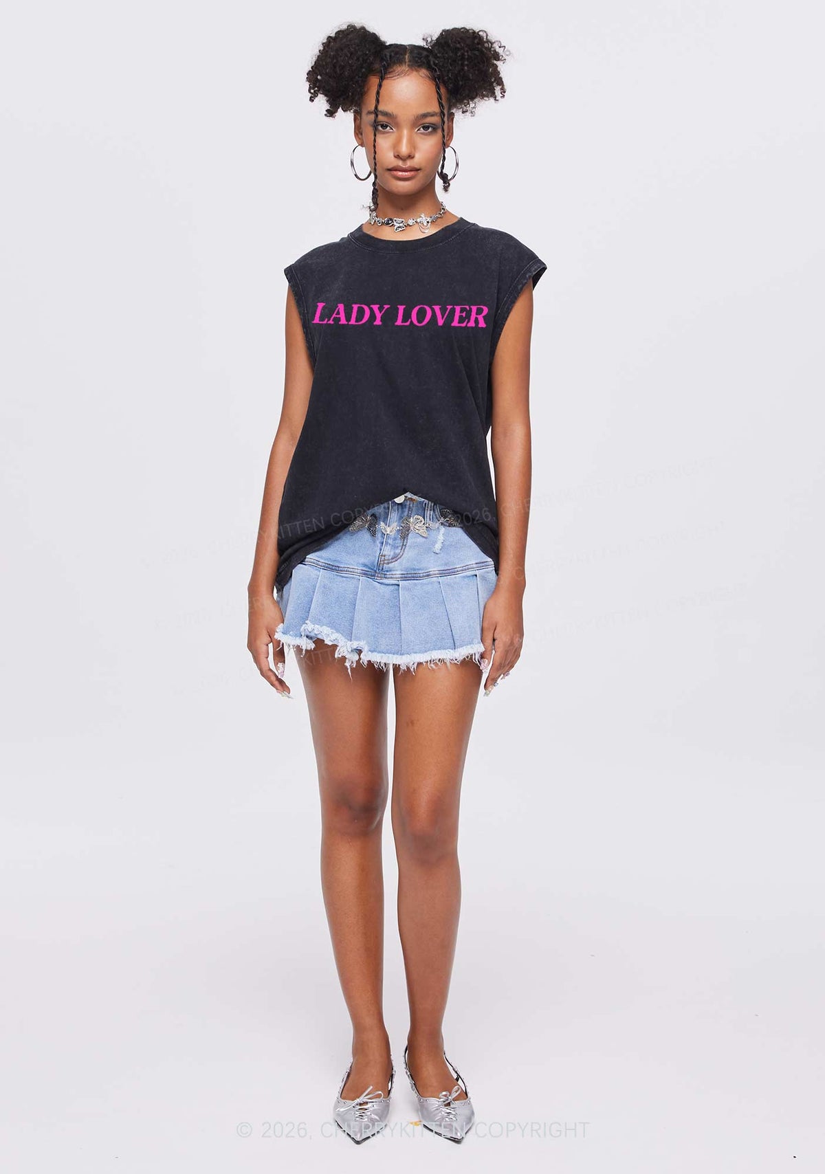 Lady Lover Pride Y2K Washed Muscle Tank Cherrykitten