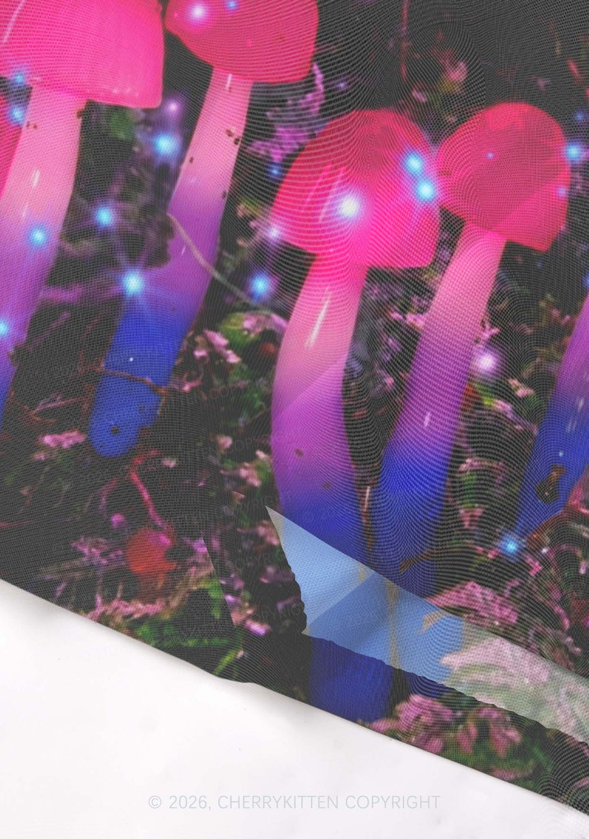 Bisexual Glowing Mushroom Pride Y2K Mesh Crop Top Cherrykitten