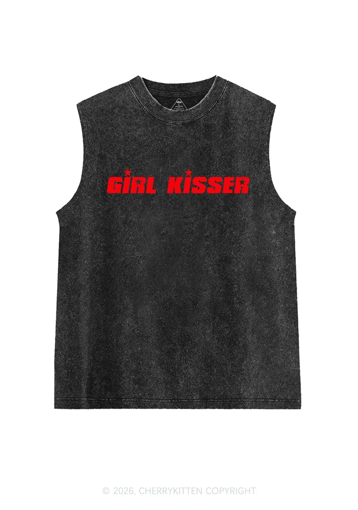 Girl Kisser Star Pride Y2K Washed Muscle Tank Cherrykitten