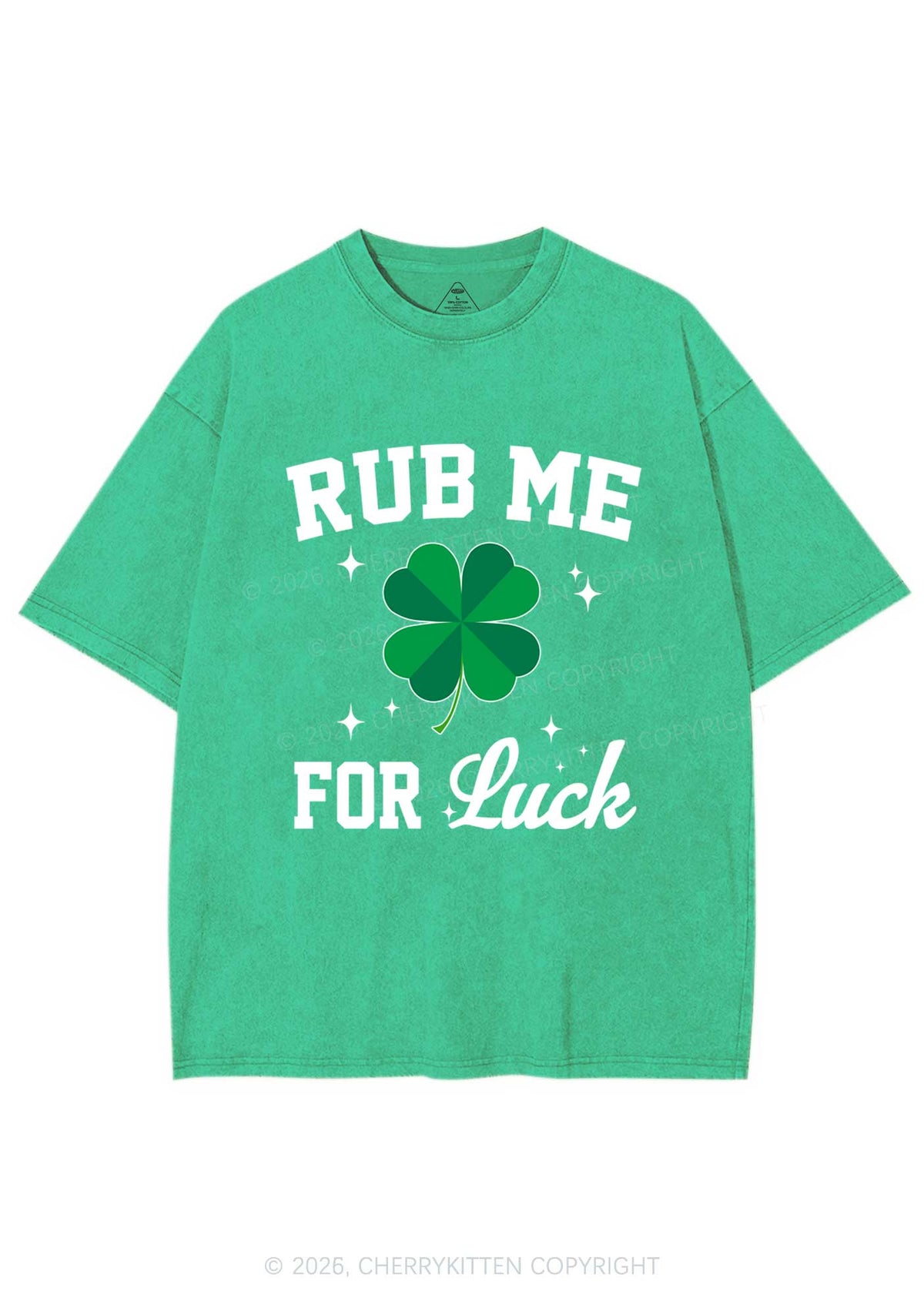 Rub Me For Luck St Patricks Y2K Shirts Washed Tee Cherrykitten
