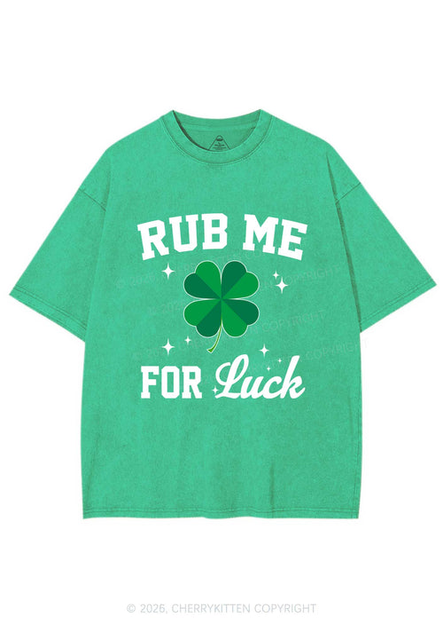 Rub Me For Luck St Patricks Y2K Shirts Washed Tee Cherrykitten