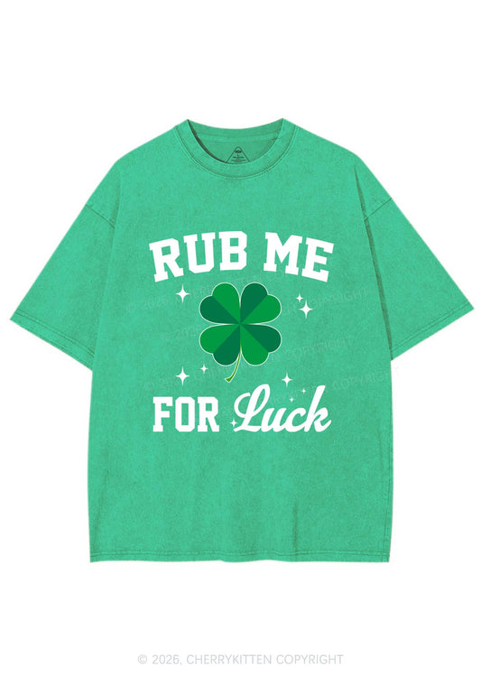 Rub Me For Luck St Patricks Y2K Shirts Washed Tee Cherrykitten