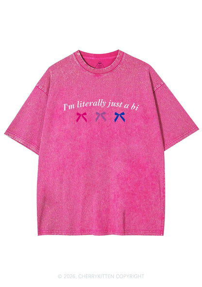 Im Literally Just A Bi Pride Y2K Shirts Washed Tee Cherrykitten