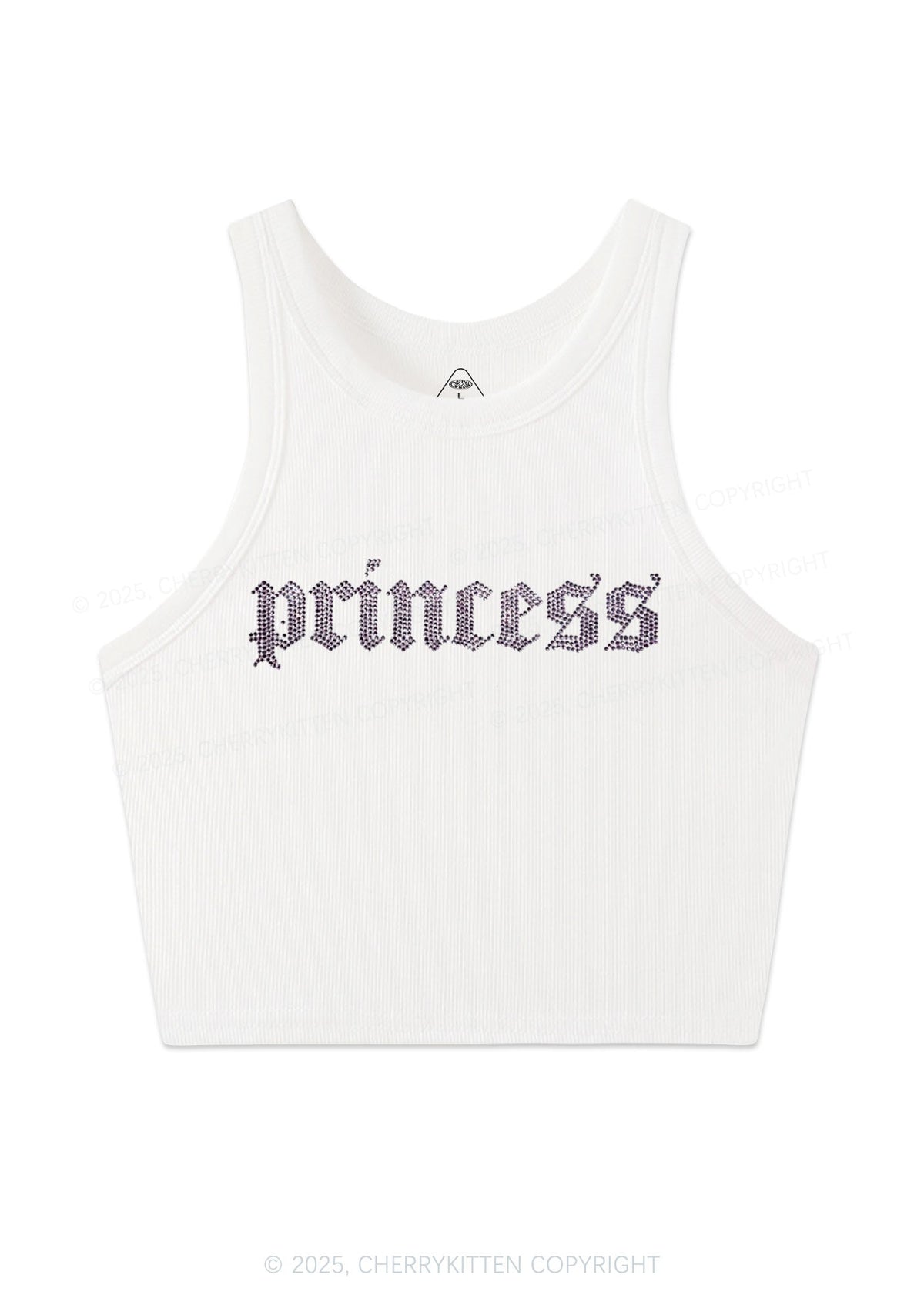Rhinestone Princess Y2K Crop Tank Top Cherrykitten