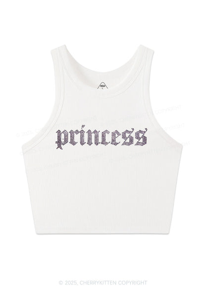 Rhinestone Princess Y2K Crop Tank Top Cherrykitten