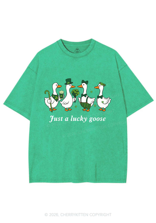 Just A Lucky Goose St Patricks Y2K Shirts Washed Tee Cherrykitten