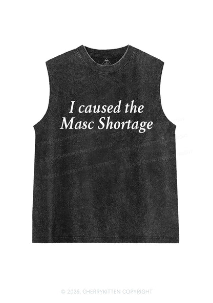 I Caused The Masc Shortage Pride Y2K Washed Muscle Tank Cherrykitten