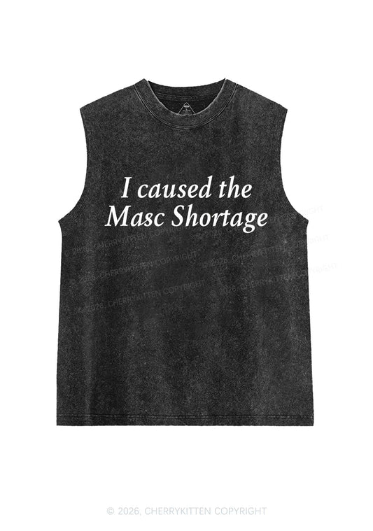 I Caused The Masc Shortage Pride Y2K Washed Muscle Tank Cherrykitten