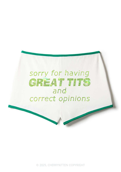 Rhinestone Sorry For Having Correct Opinions Y2K Booty Shorts Cherrykitten