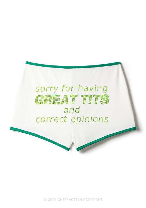 Rhinestone Sorry For Having Correct Opinions Y2K Booty Shorts Cherrykitten