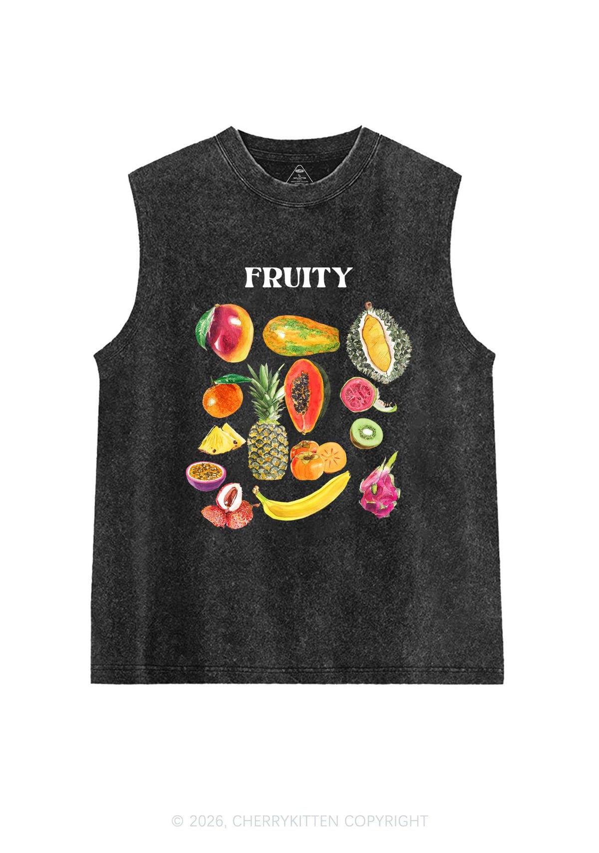 Fruity Pride Y2K Washed Muscle Tank Cherrykitten