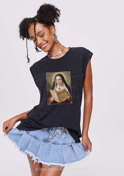 Lesbianism Nun Pride Y2K Washed Muscle Tank Cherrykitten