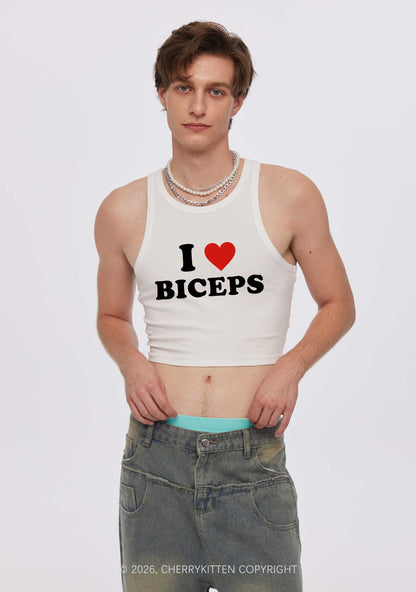 I Love Biceps Y2K Crop Tank Top Cherrykitten